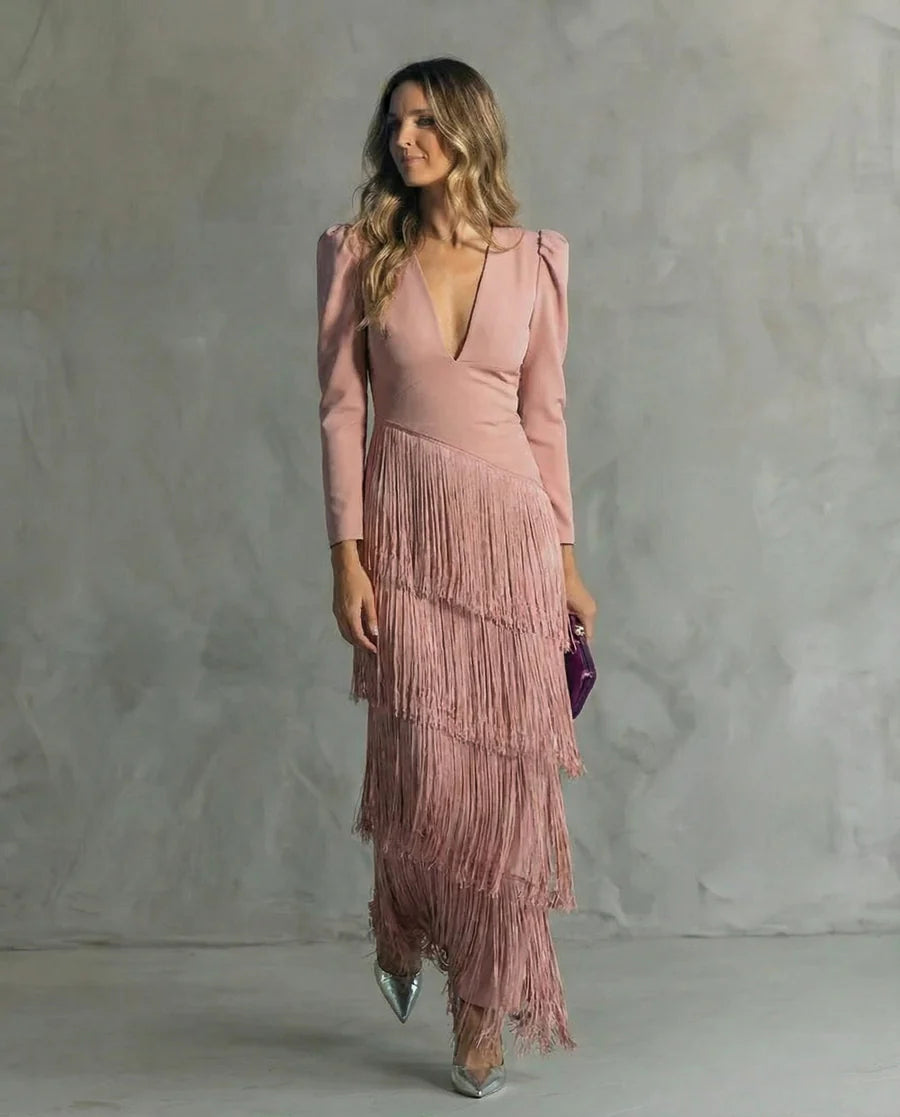 CHIARA | Elegante Vestido con Mangas con Flecos