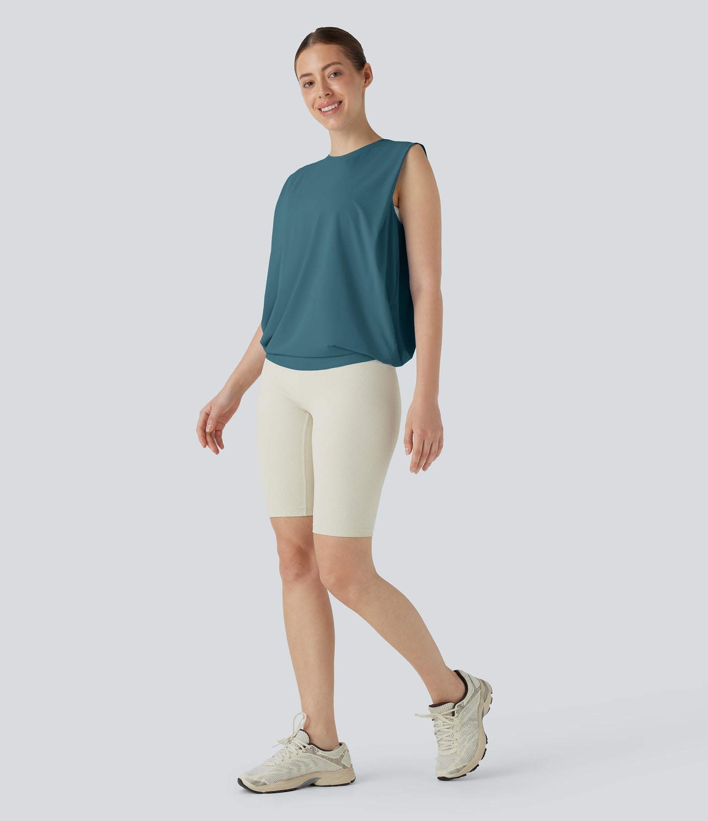 Aitana - Camiseta de yoga de cuello redondo fruncido con tacto fresco