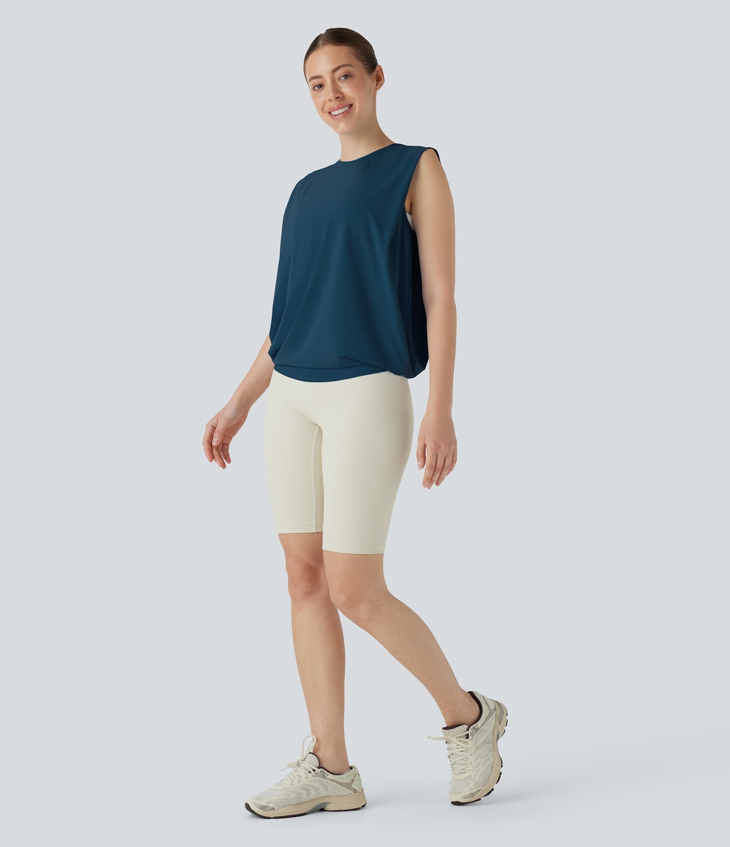 Aitana - Camiseta de yoga de cuello redondo fruncido con tacto fresco