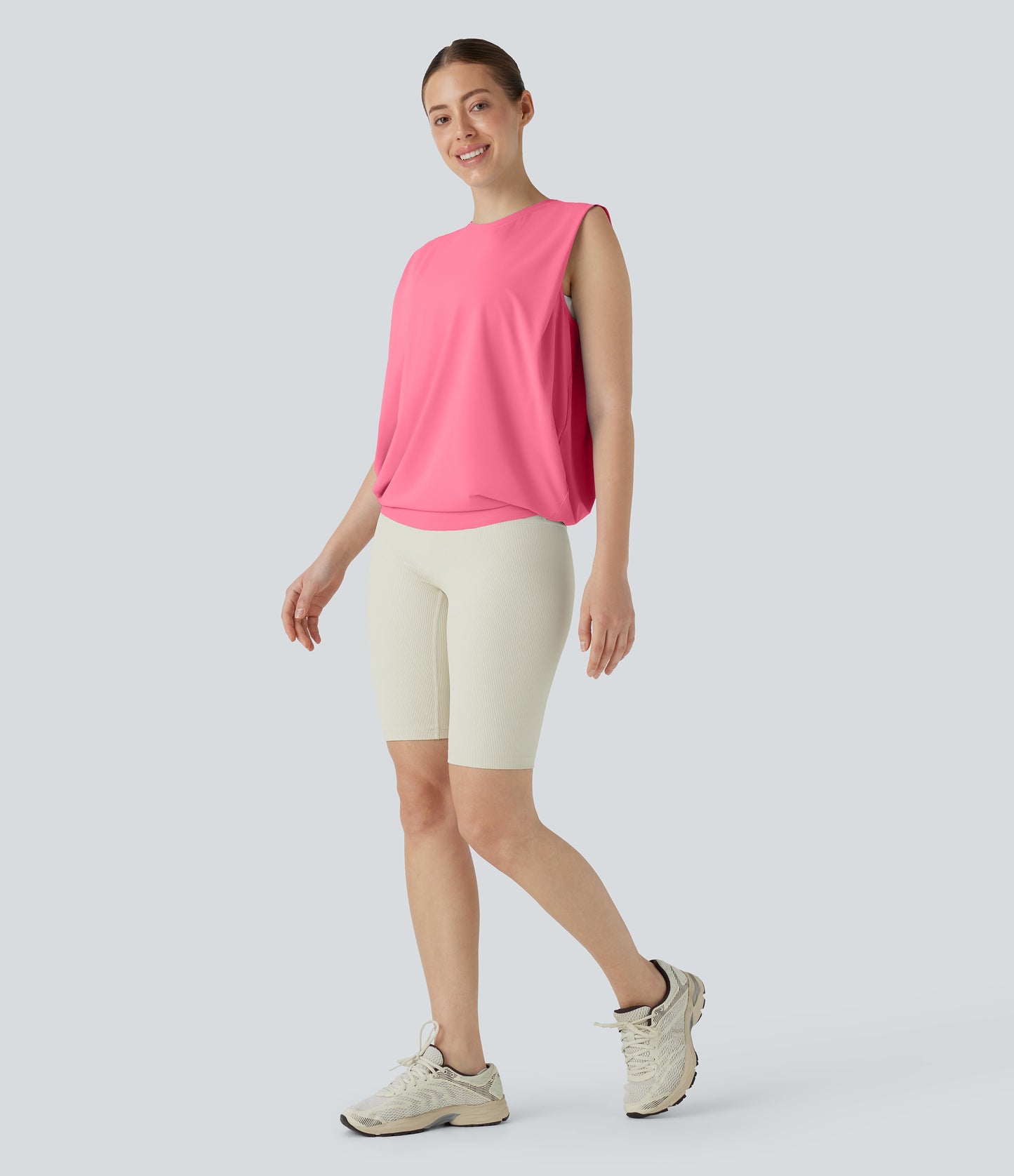 Aitana - Camiseta de yoga de cuello redondo fruncido con tacto fresco