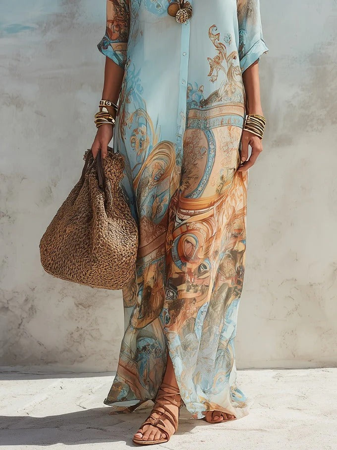 ADARA | Vestido Camisero Mediterráneo