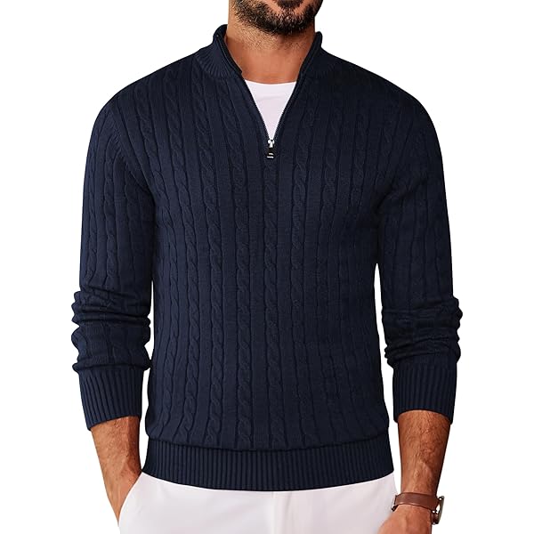 Antonio - Suéter de punto trenzado con cremallera