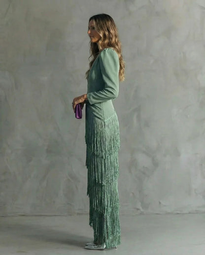 CHIARA | Elegante Vestido con Mangas con Flecos