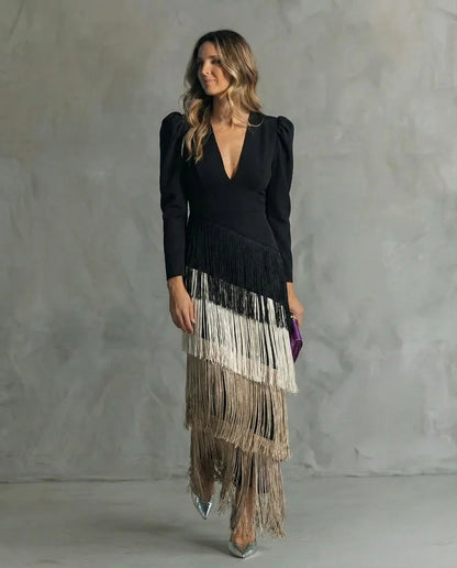 CHIARA | Elegante Vestido con Mangas con Flecos