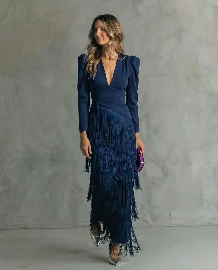 CHIARA | Elegante Vestido con Mangas con Flecos