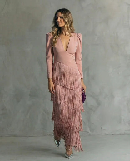 CHIARA | Elegante Vestido con Mangas con Flecos