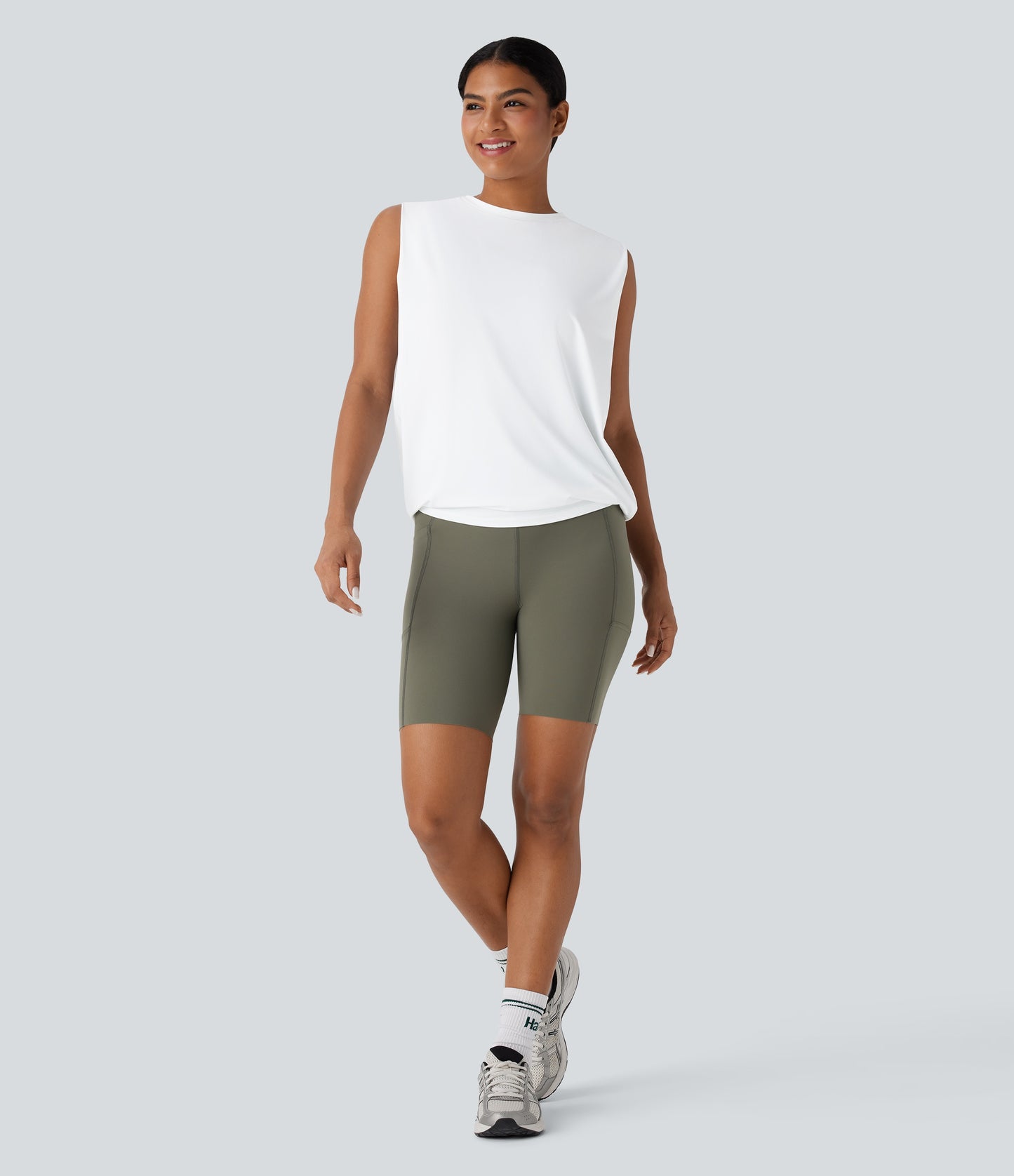 Aitana - Camiseta de yoga de cuello redondo fruncido con tacto fresco