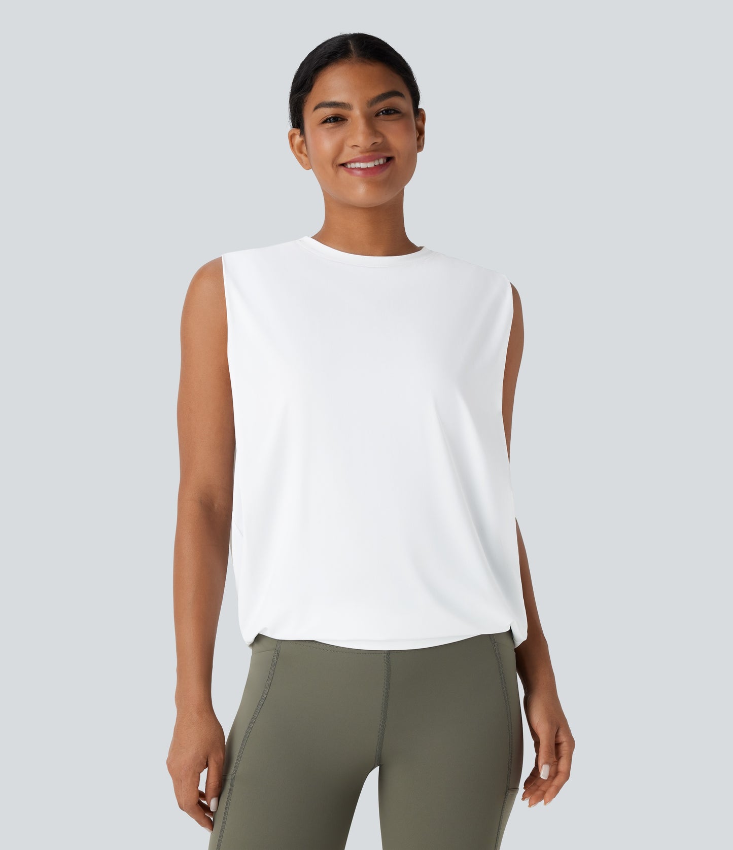 Aitana - Camiseta de yoga de cuello redondo fruncido con tacto fresco