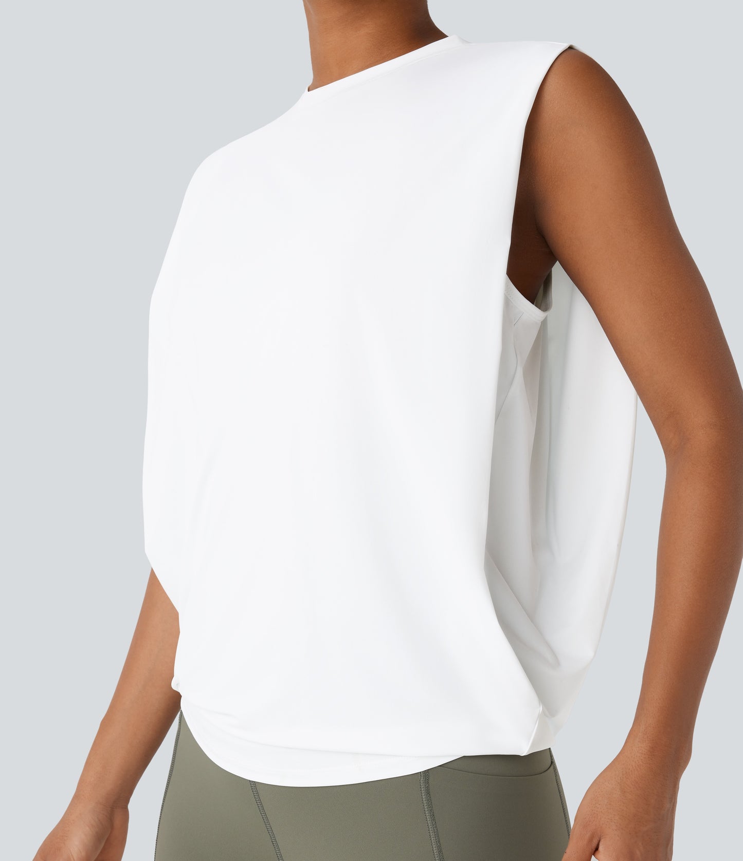 Aitana - Camiseta de yoga de cuello redondo fruncido con tacto fresco