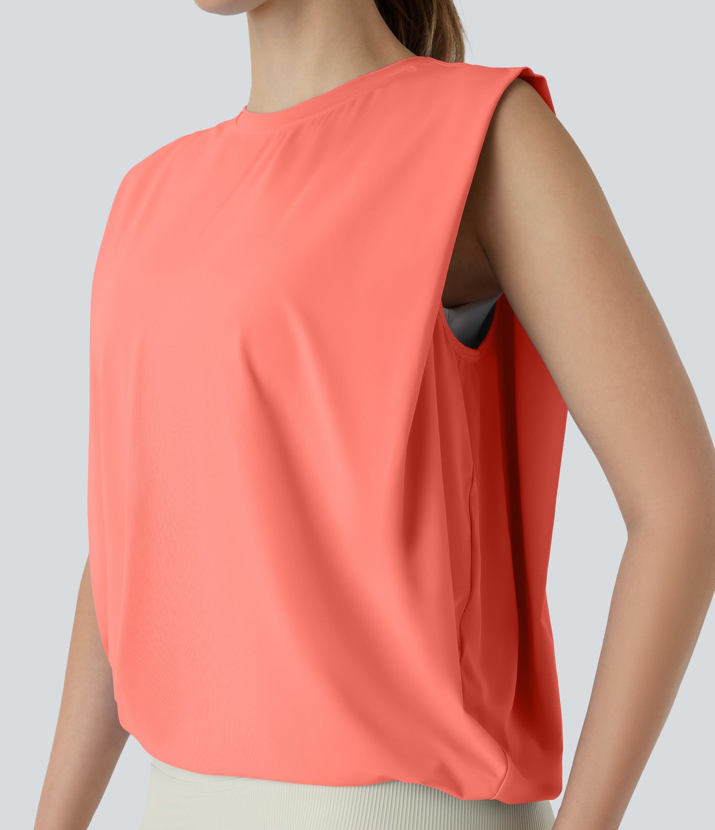 Aitana - Camiseta de yoga de cuello redondo fruncido con tacto fresco