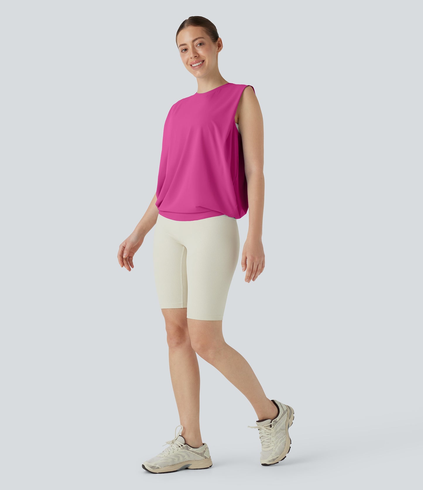 Aitana - Camiseta de yoga de cuello redondo fruncido con tacto fresco