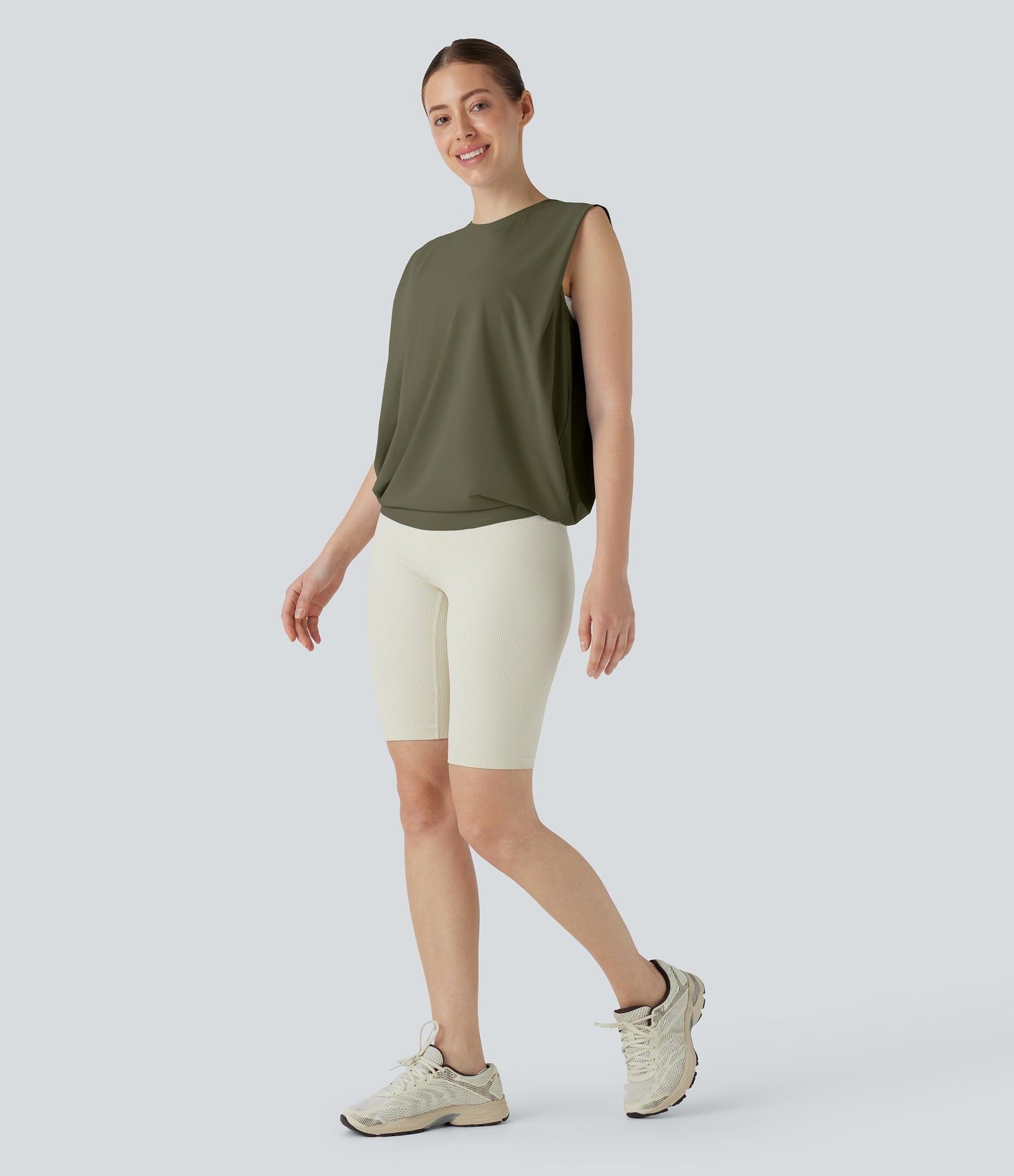 Aitana - Camiseta de yoga de cuello redondo fruncido con tacto fresco