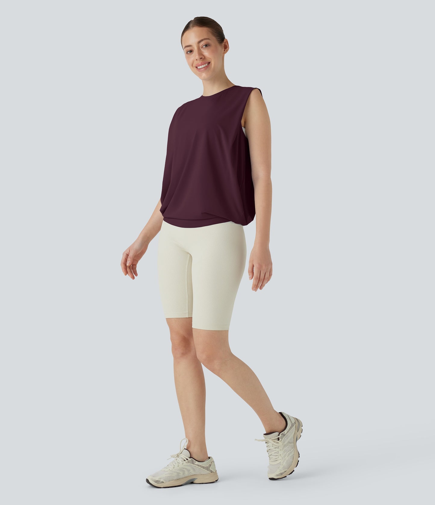 Aitana - Camiseta de yoga de cuello redondo fruncido con tacto fresco