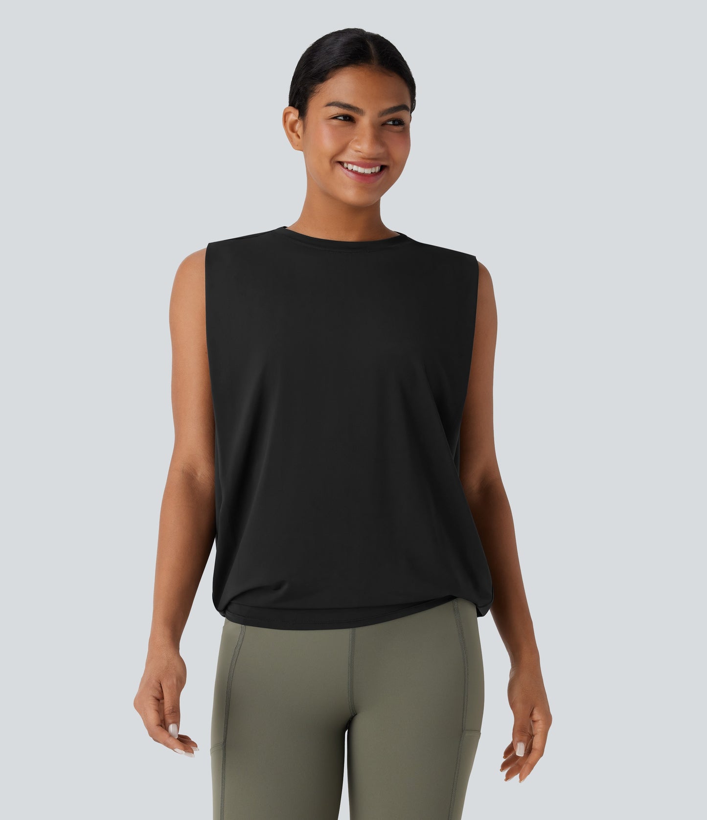 Aitana - Camiseta de yoga de cuello redondo fruncido con tacto fresco