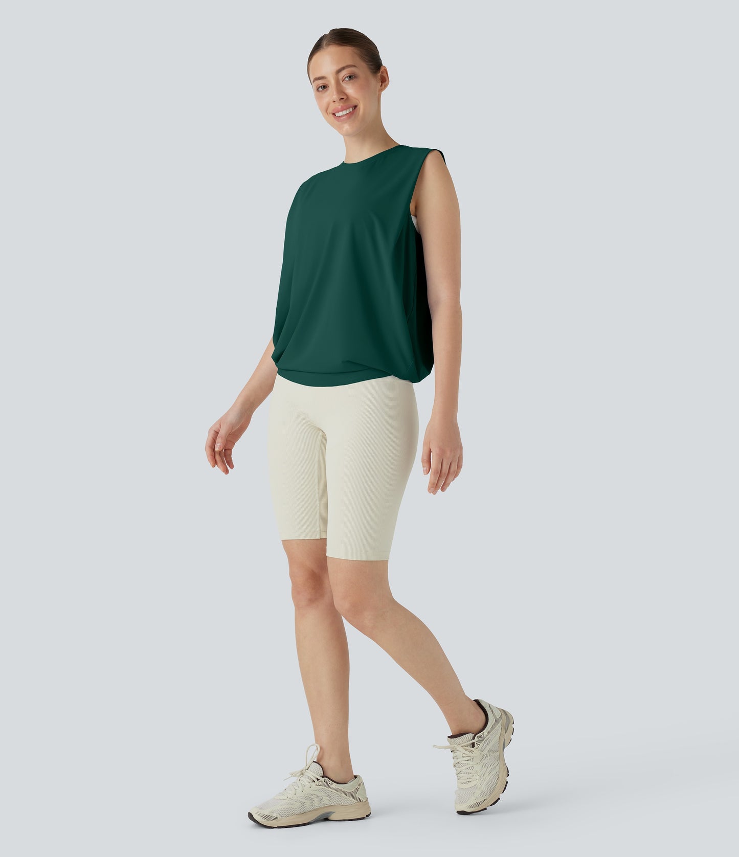 Aitana - Camiseta de yoga de cuello redondo fruncido con tacto fresco