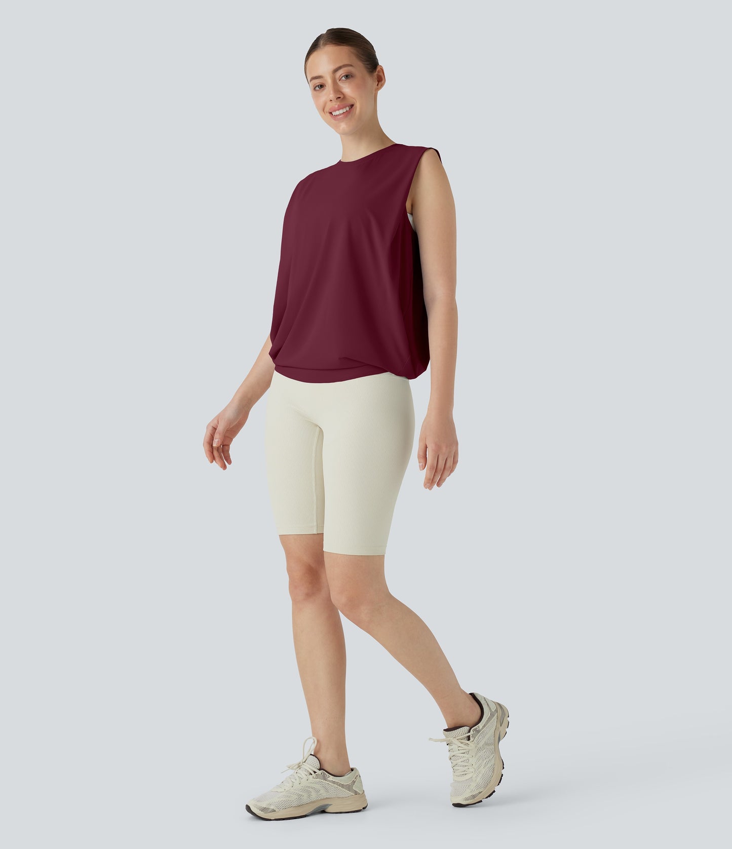 Aitana - Camiseta de yoga de cuello redondo fruncido con tacto fresco