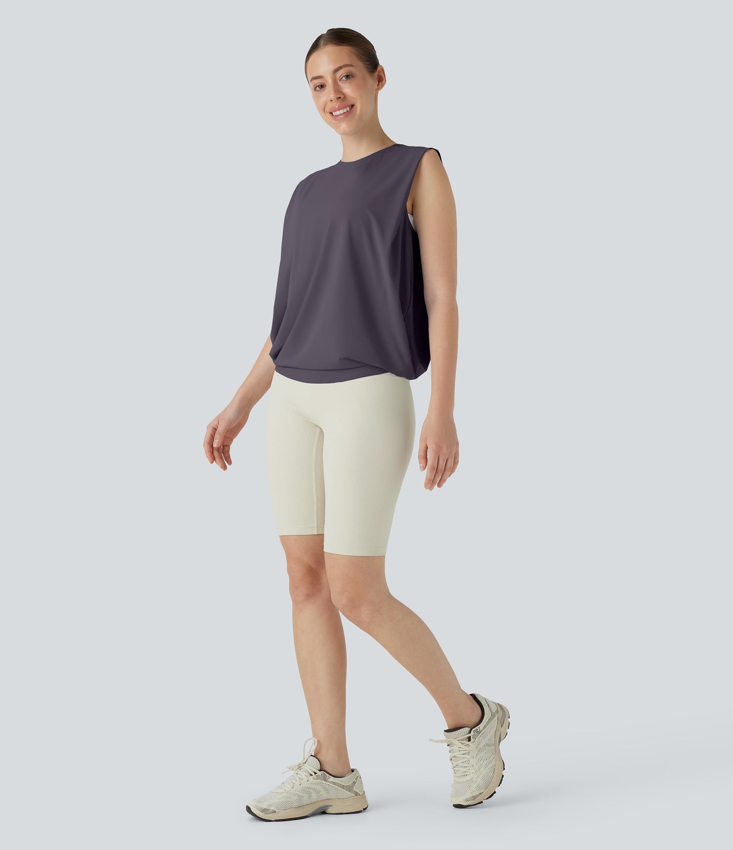 Aitana - Camiseta de yoga de cuello redondo fruncido con tacto fresco