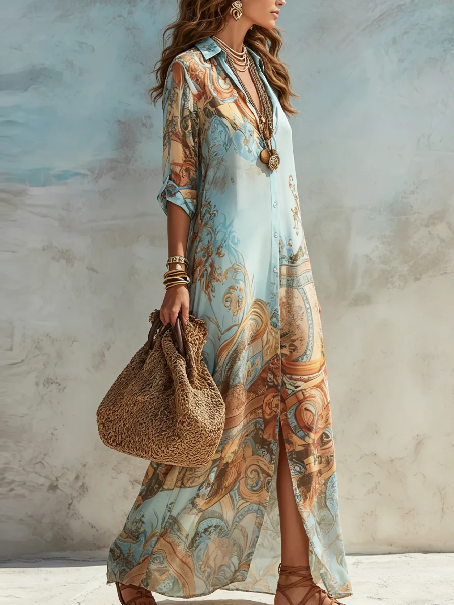 ADARA | Vestido Camisero Mediterráneo