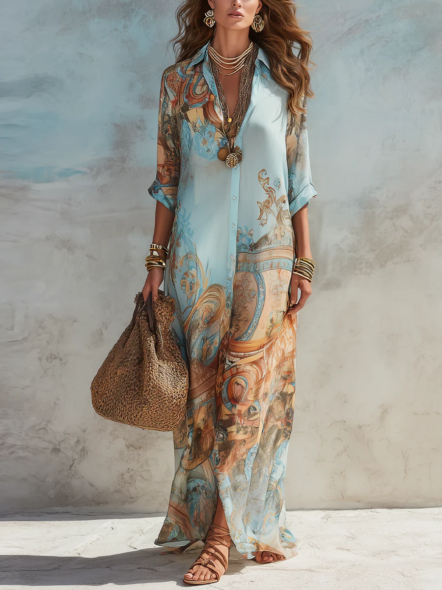 ADARA | Vestido Camisero Mediterráneo