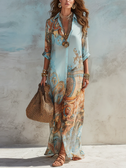 ADARA | Vestido Camisero Mediterráneo