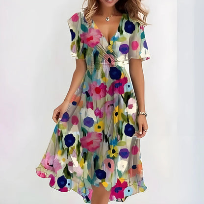 VIVIANA | Vestido Floral Holgado con Escote en V