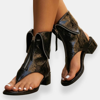ZAFIRA | Sandalias Metalizadas con Cremallera
