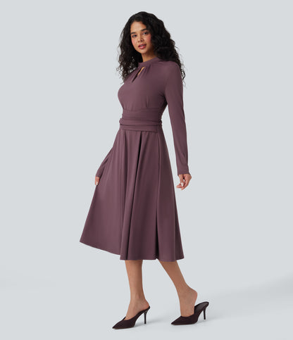 LUCÍA | Vestido Midi de Trabajo con Lazo Trasero
