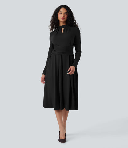 LUCÍA | Vestido Midi de Trabajo con Lazo Trasero