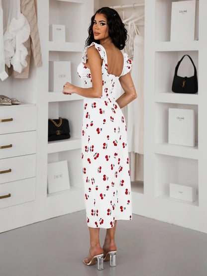 ELVIRA | Vestido Midi con Escote Corazón Y Abertura Lateral