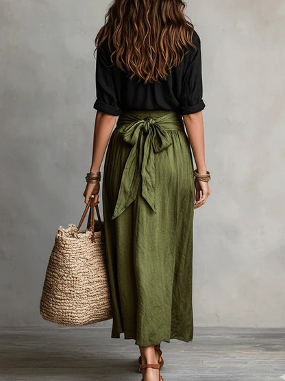 NADIA | Conjunto 2 Piezas Camisa Casual y Falda Midi