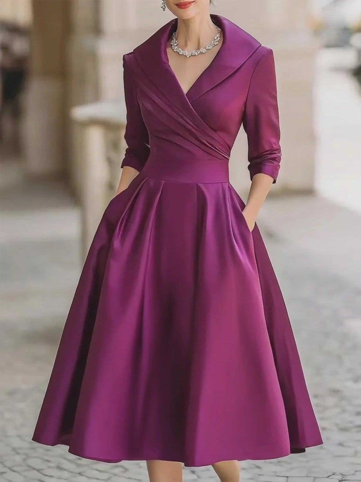 INMA | Vestido Midi Satinado Vintage