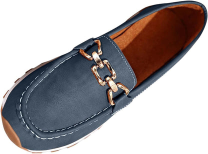 Mocasines mujer suela plana con hebilla