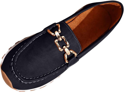 Mocasines mujer suela plana con hebilla