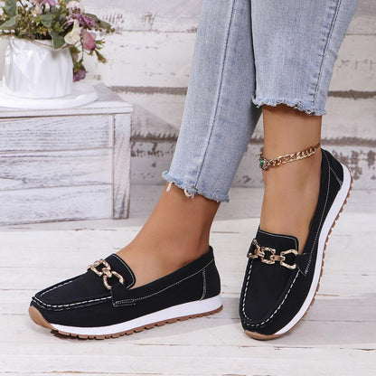 Mocasines mujer suela plana con hebilla